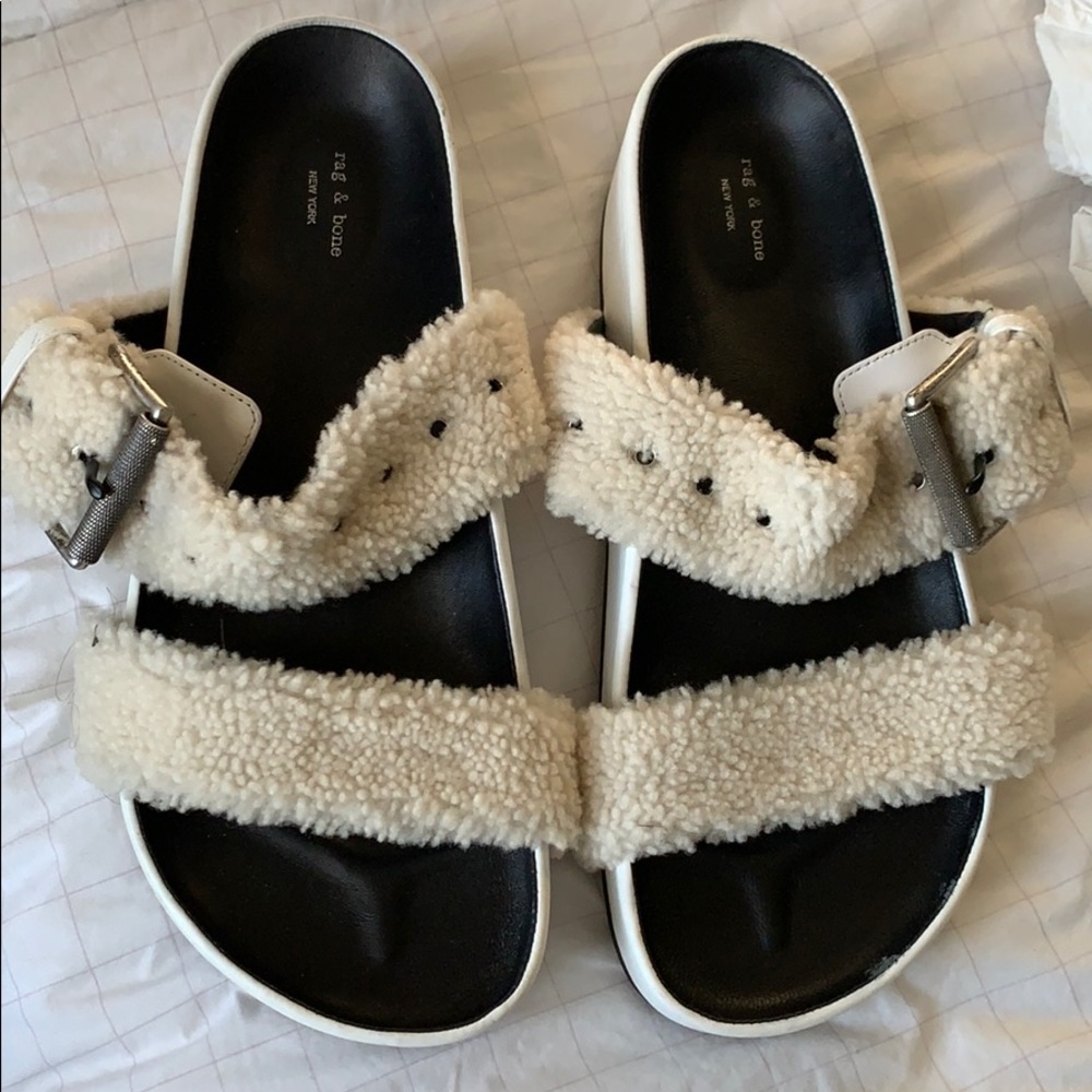 Rag & bone white leather platform sandals